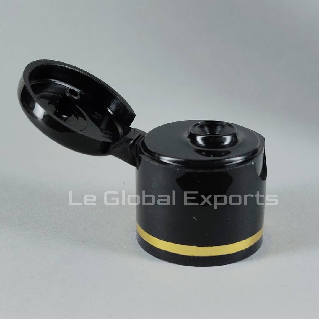 20mm Short Flip Top Cap - Black with Golden Ring