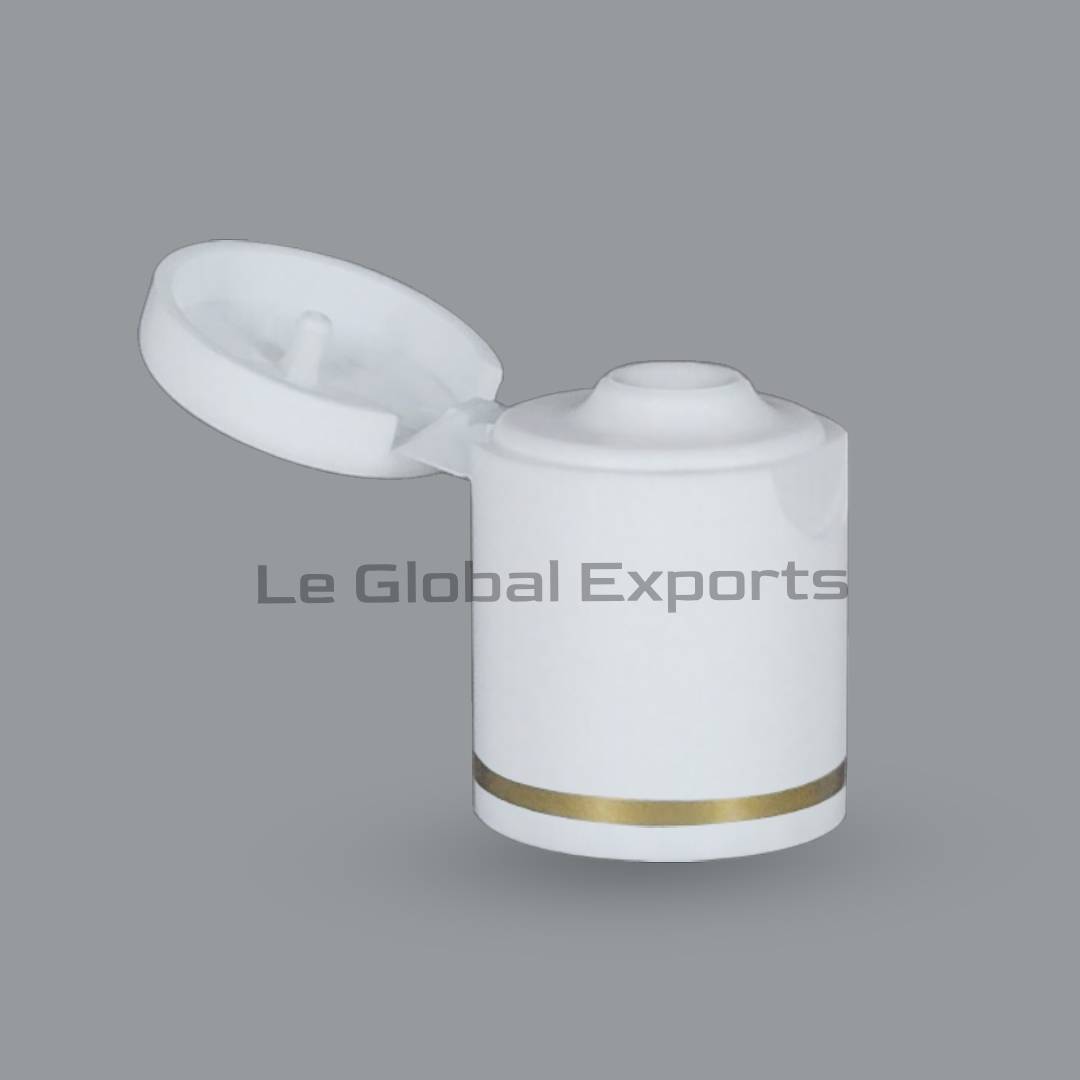 20mm Long Flip top cap with Golden Ring - White