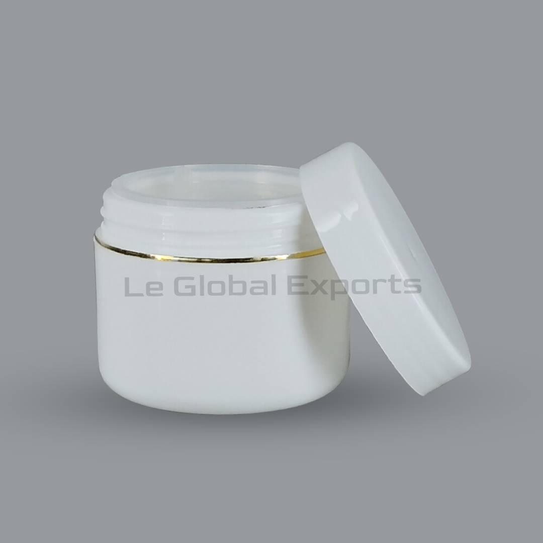 30g White Cream Jar Golden Ring and Inner with Cap