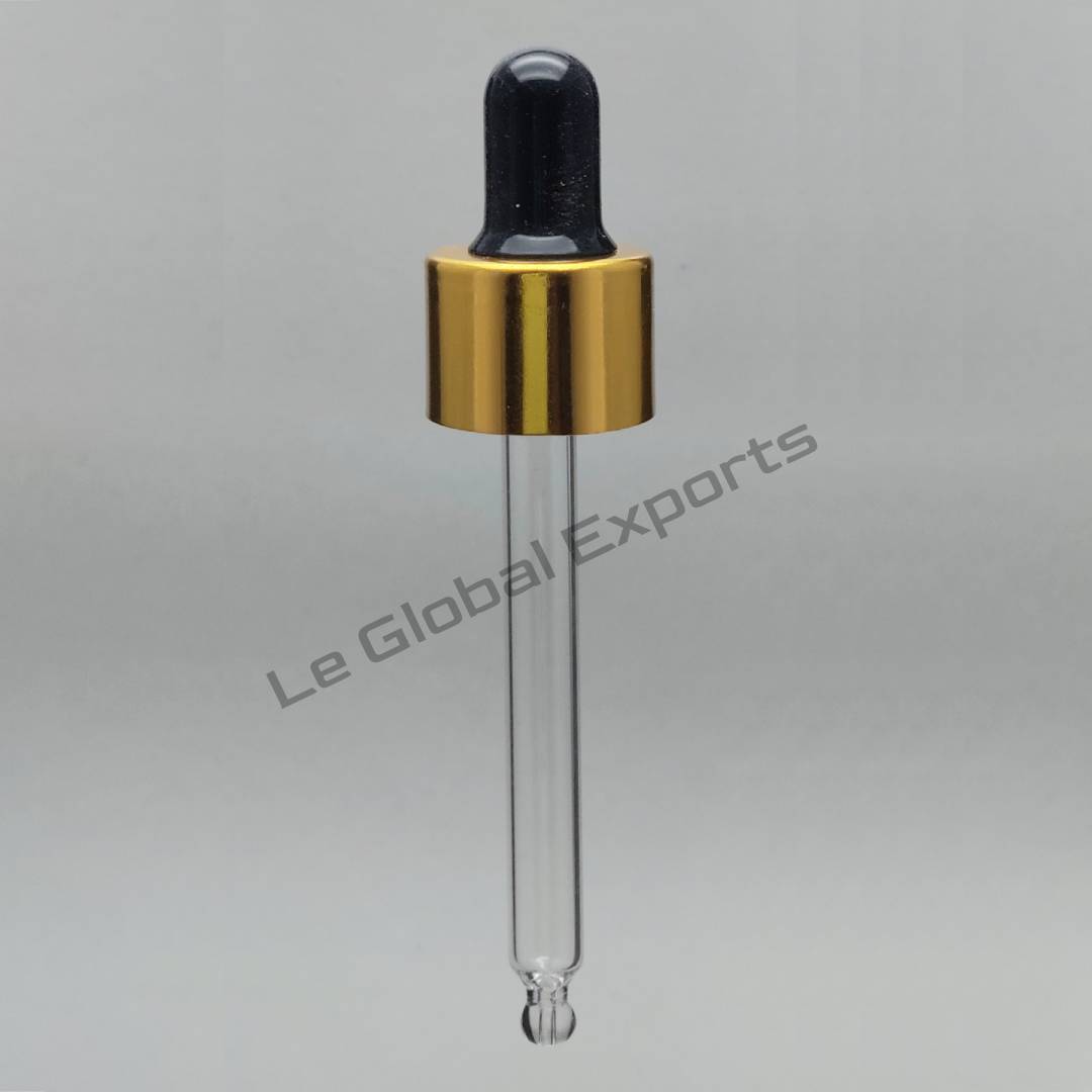 18mm Golden Cap with Black Silicon and 75mm Glass Dropper Tube ( for 30ml )