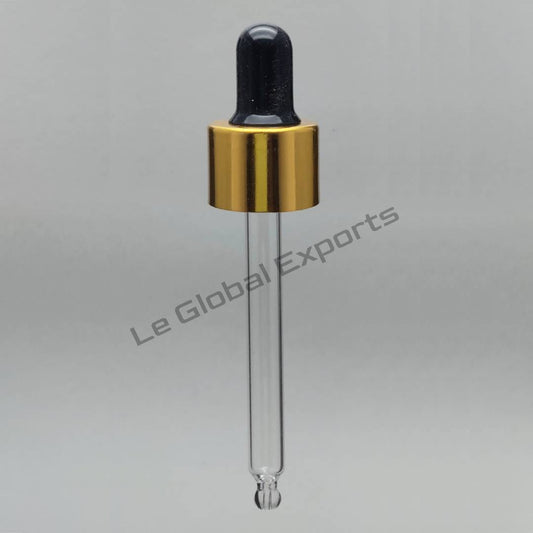 18mm Golden Cap with Black Silicon and 75mm Glass Dropper Tube ( for 30ml )