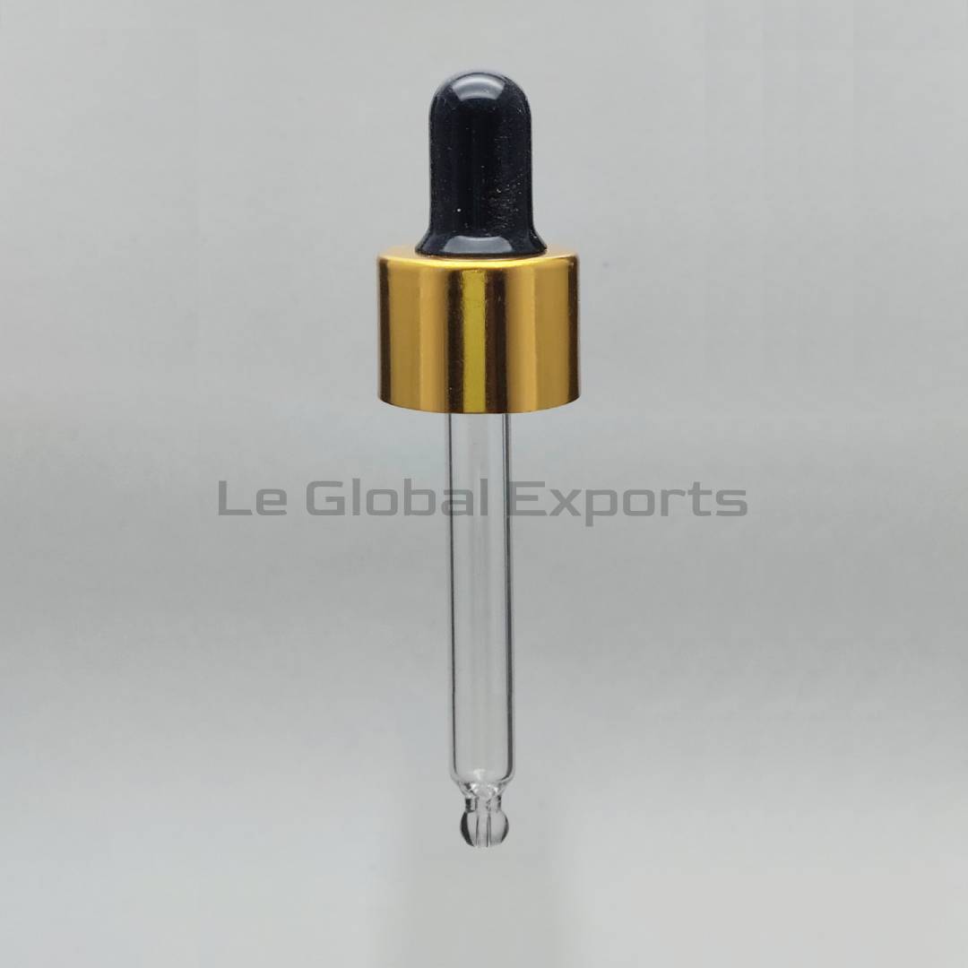 18mm Golden Cap with Black Silicon and 55mm Glass Dropper Tube ( for 15ml )