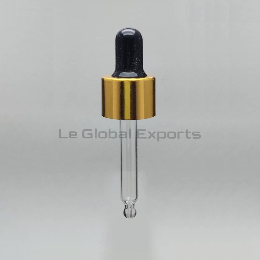 18mm Golden Cap with Black Silicon and 45mm Glass Dropper Tube ( for 10ml )