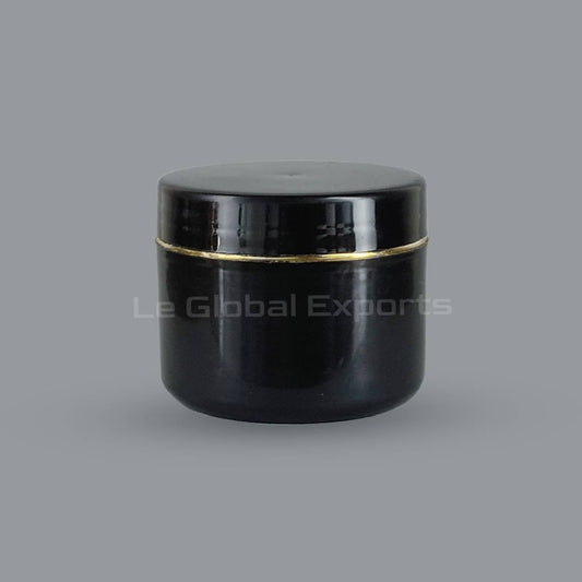 30g Black Cream Jar Golden Ring and Inner with Cap